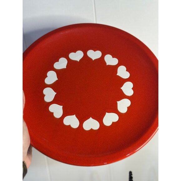 VTG Waechtersbach Red Heart Dinner Plates | Set of 6 Earthenware 10" White Heart - Picture 4 of 8